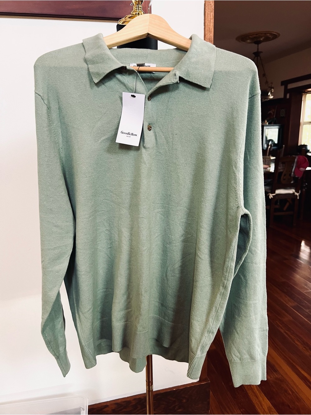 Goodfellow & Co Light Sage Green Polo Shirt L